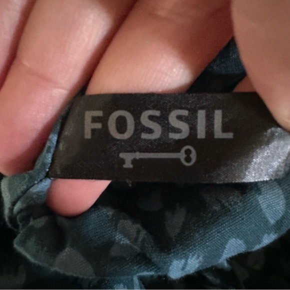 Fossil Key Per Quilted Purse Shoulder Bag Tote Brown Teal Floral Stitching Casua - Picture 13 of 15